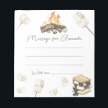 Bloc-note S'more Campfire 1er Anniversaire Message capsule<br><div class="desc">Aquarelle un feu de joie,  marshmallows sur bâtons,  sandwich biscuit. Feu de camp dans les bois.</div>