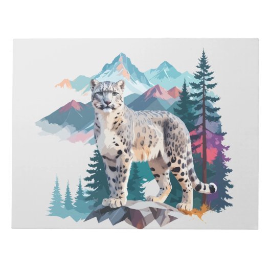 Bloc-note Snow Leopard Vector Art Animal Dans Le Majestic (Devant)