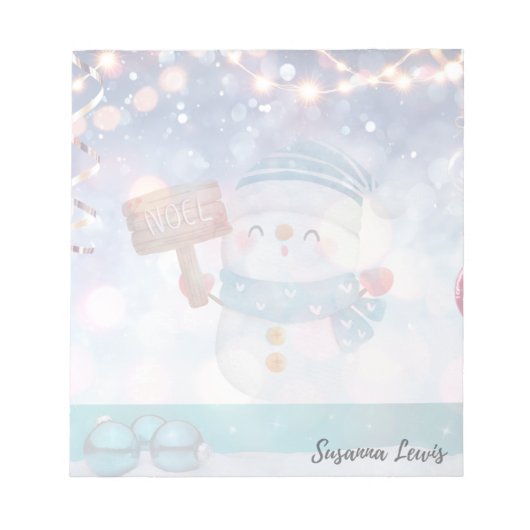 Bloc-note Snowman and Winter Background  (Devant)
