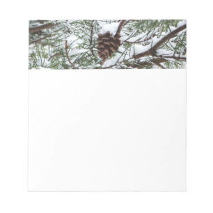 Bloc-note Snowy Pine Cône II hiver Photographie de la nature
