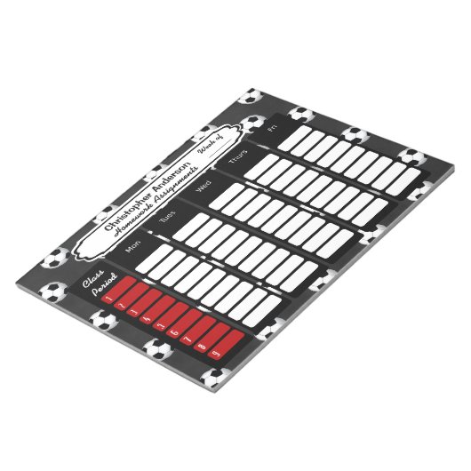 Bloc-note Soccer Ball Weekly Homework Assignment Notepad (Incliné)