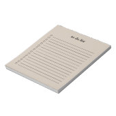 Bloc-note Soft Taupe To Do List Minimalist Teacher Simple (Tourné)