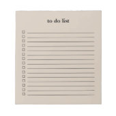 Bloc-note Soft Taupe To Do List Minimalist Teacher Simple (Devant)