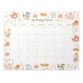 Bloc-note Soirée de thé du planificateur mensuel mignonne (Devant)