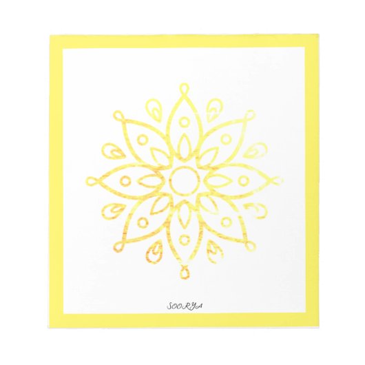 Bloc-note SOORYA soleil or jaune fleur (Devant)