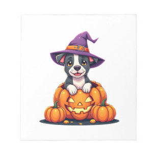 Bloc-note Sorcière Citrouille Drôle Pitbull Chien Halloween