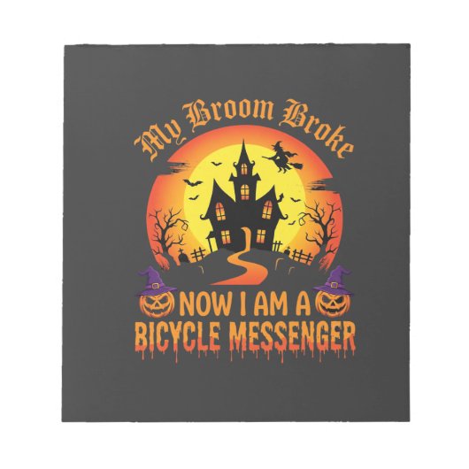 Bloc-note Sorcière de messager de vélo d'Halloween Broom a c (Devant)