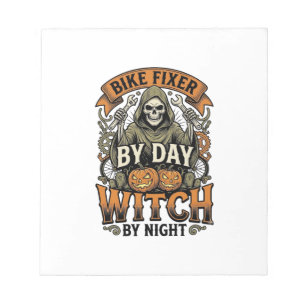 Bloc-note Sorcière de réparation de vélo vintage Halloween m
