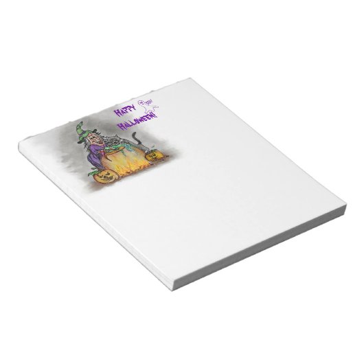 Bloc-note Sorcière et chat, Joyeux Halloween ! (Incliné)