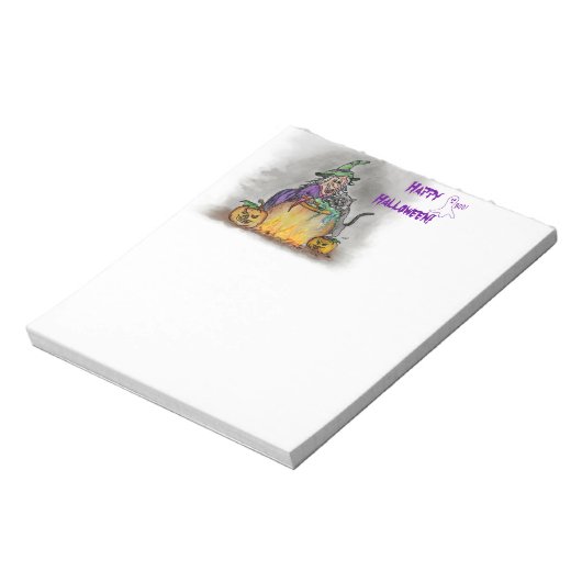 Bloc-note Sorcière et chat, Joyeux Halloween ! (Tourné)