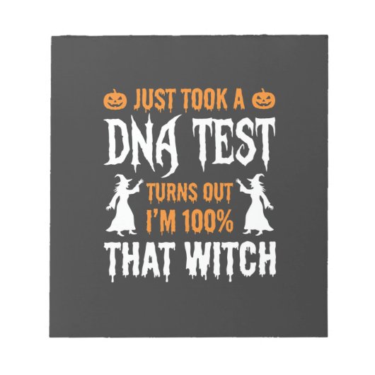 Bloc-note Sorcière graphique de test ADN d'Halloween drôle (Devant)