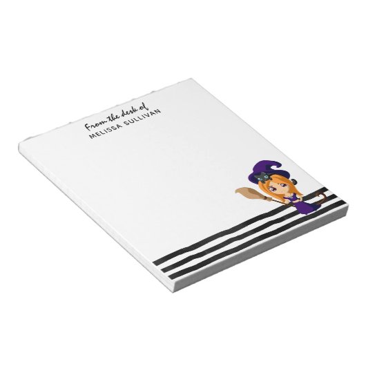 Bloc-note Sorcière mignonne en Casquette violet Halloween (Incliné)