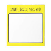 Bloc-note Sourire, Jésus vous aime Jaune Soleil Heureux (Devant)
