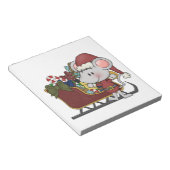 Bloc-note Souris de Père Noël avec le traîneau (Incliné)