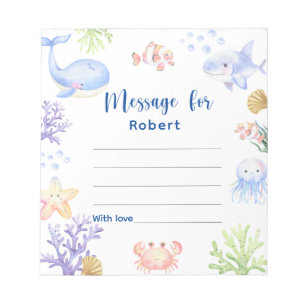 Bloc-note Sous la mer message capsule heure d'anniversaire