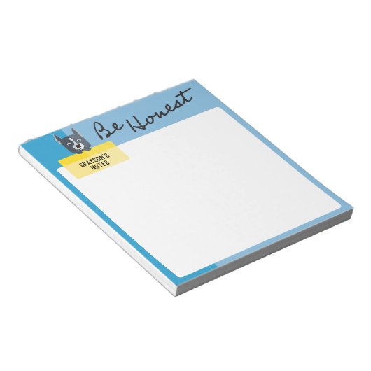 Bloc-note Soyez honnête Slate Blue Dog tient un message pers (Incliné)