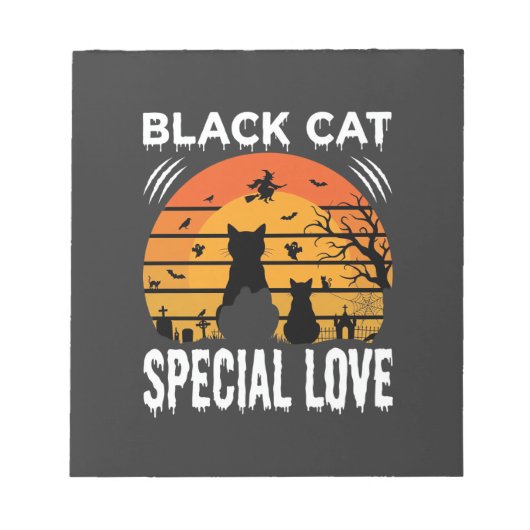 Bloc-note Spécial Chat Noir Halloween Amour Design Gothique (Devant)