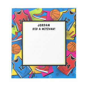 Bloc-note Sport de basket-ball coloré Mitzvah personnalisé
