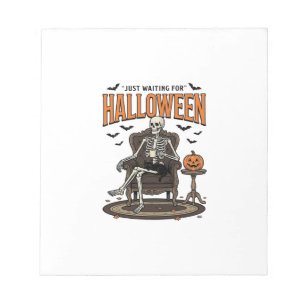 Bloc-note Squelette d'Halloween juste en attente drôle vinta