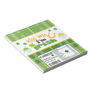 Bloc-note St. Patricks Day Candy Bar Wrapper Party Faveurs