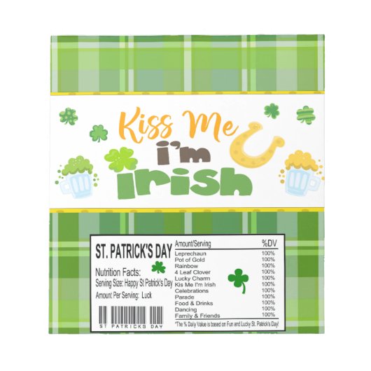 Bloc-note St. Patricks Day Candy Bar Wrapper Party Faveurs (Devant)