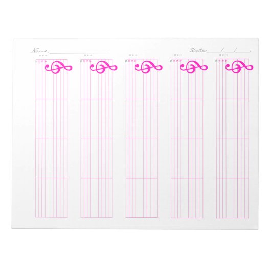Bloc-note Staff & Ukulele Tab Paper – Printable Template (Devant)