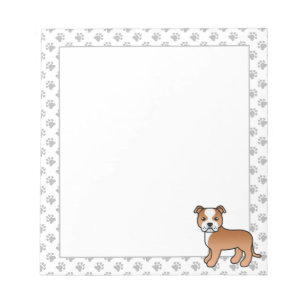 Bloc-note Staffie Anglais Rouge Et Blanc Chien De Dessin Ani
