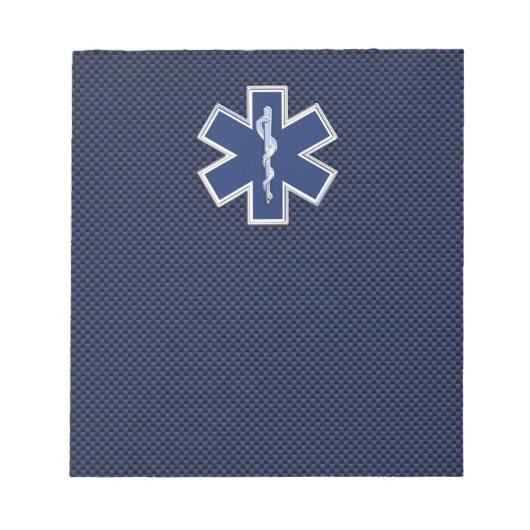 Bloc-note Star of Life Paramedic on Navy Blue Carbon Fiber (Devant)