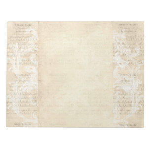 Bloc-note Stationery Paper Vintage Music Sheet Cream Blush