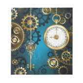 Bloc-note Steampunk Arrière - plan turquoise avec Gears (Devant)