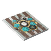 Bloc-note Steampunk Clock and Turquoise Roses on Striped (Incliné)