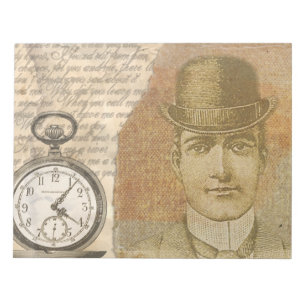 Bloc-note Steampunk Man Pocket Watch Bowler Casquette