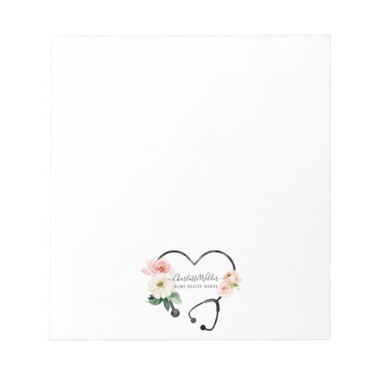 Bloc-note Stéthoscope floral d'infirmière à domicile  (Devant)