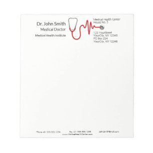 Bloc-note Stethoscope Médicale ECG Wave EKG Heartbeat Line