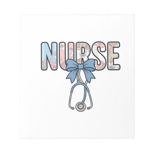 Bloc-note Stéthoscope Nurse Bow Floral Vintage (Devant)