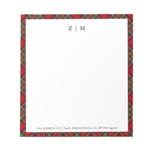 Bloc-note Stewart Royal Clan Tartan Plaid Motif (Devant)