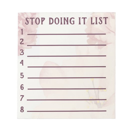 Bloc-note Stop Bad Habits Stop Doing it List (Devant)