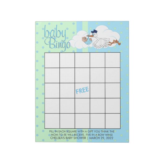 Bloc-note Stork avec un mignon petit bébé garçon - Bingo (Tourné)