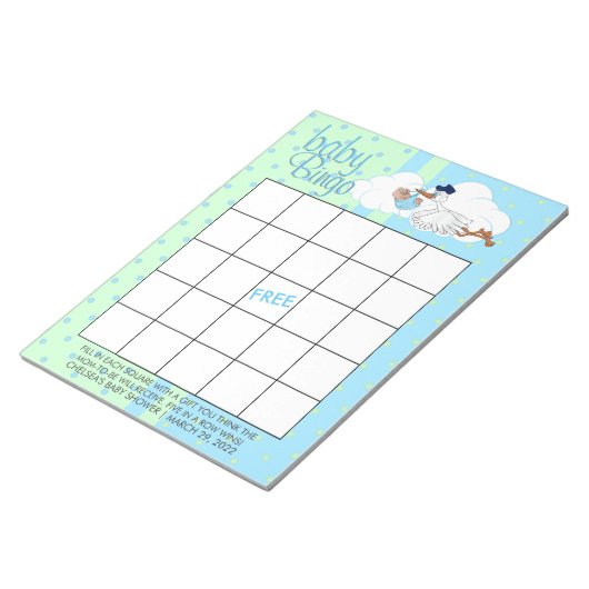 Bloc-note Stork avec un mignon petit bébé garçon - Bingo (Incliné)