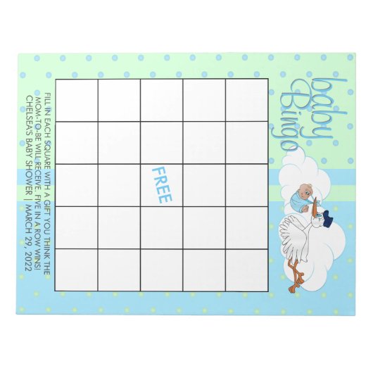 Bloc-note Stork avec un mignon petit bébé garçon - Bingo (Devant)