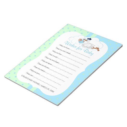 Bloc-note Stork avec un mignon petit bébé garçon - Voeux (Incliné)