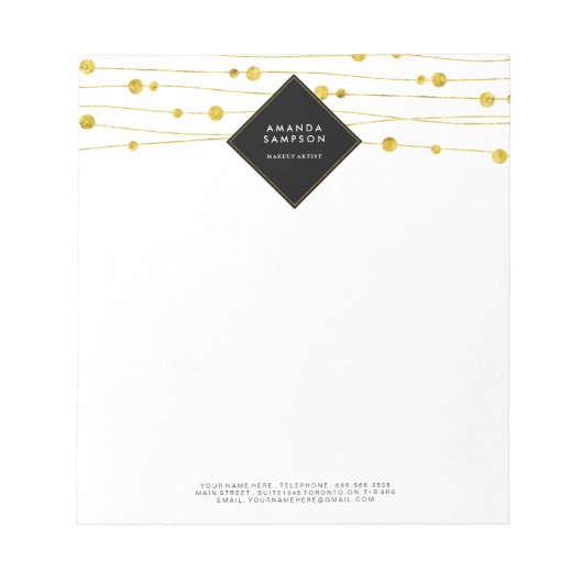 Bloc-note Strands Confetti en or personnalisables (Devant)