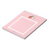 Bloc-note Strawbeary Pink Scallop Border Cute Bear Notepad (Tourné)