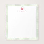 Bloc-note Strawberry Green Gingham Border Personalized