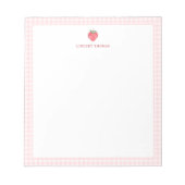 Bloc-note Strawberry Pink Gingham Border Personalized (Devant)