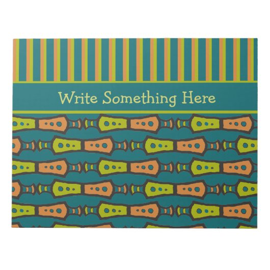 Bloc-note Stripes, Motif tribal, Turquoise : Bloc-notes, Jot (Devant)