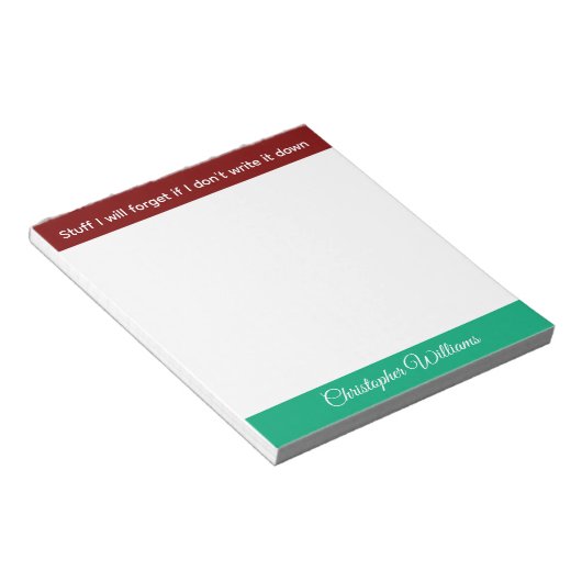 Bloc-note Stuff I will forget name burgundy green (Incliné)