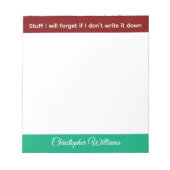 Bloc-note Stuff I will forget name burgundy green (Devant)