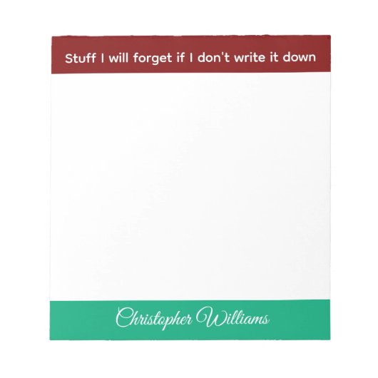 Bloc-note Stuff I will forget name burgundy green (Devant)