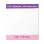 Bloc-note Stuff I will forget name pink purple (Devant)